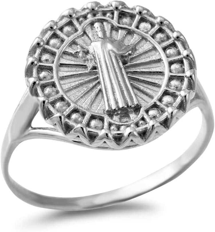 LA BLINGZ Sterling Silver Saint Benedict Women's Ring