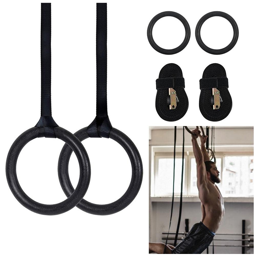 Anelli per il fitness, Anelli for ginnastica in ABS con cinghie e fibbie for allenamento di forza, set di anelli da tirare for ginnastica domestica