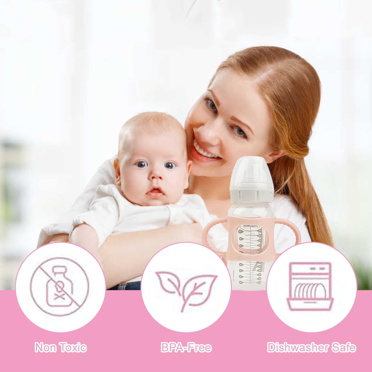 2 Pcs Baby Bottle Handles Compatible with Dr Brown 8oz/250mL Slender Bottles, Silicone Wide-Neck Baby Bottle Handle - Image 4