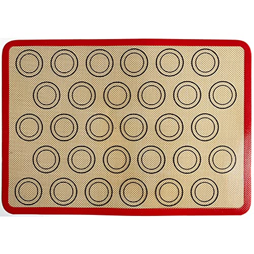Hotar Antihaft-Macaron-Backmatte lebensmittelechte Silikon-Glasfaser-Kekse Backblech Liner & Rollen für Brötchen 24/30 Flecken Spot Cover