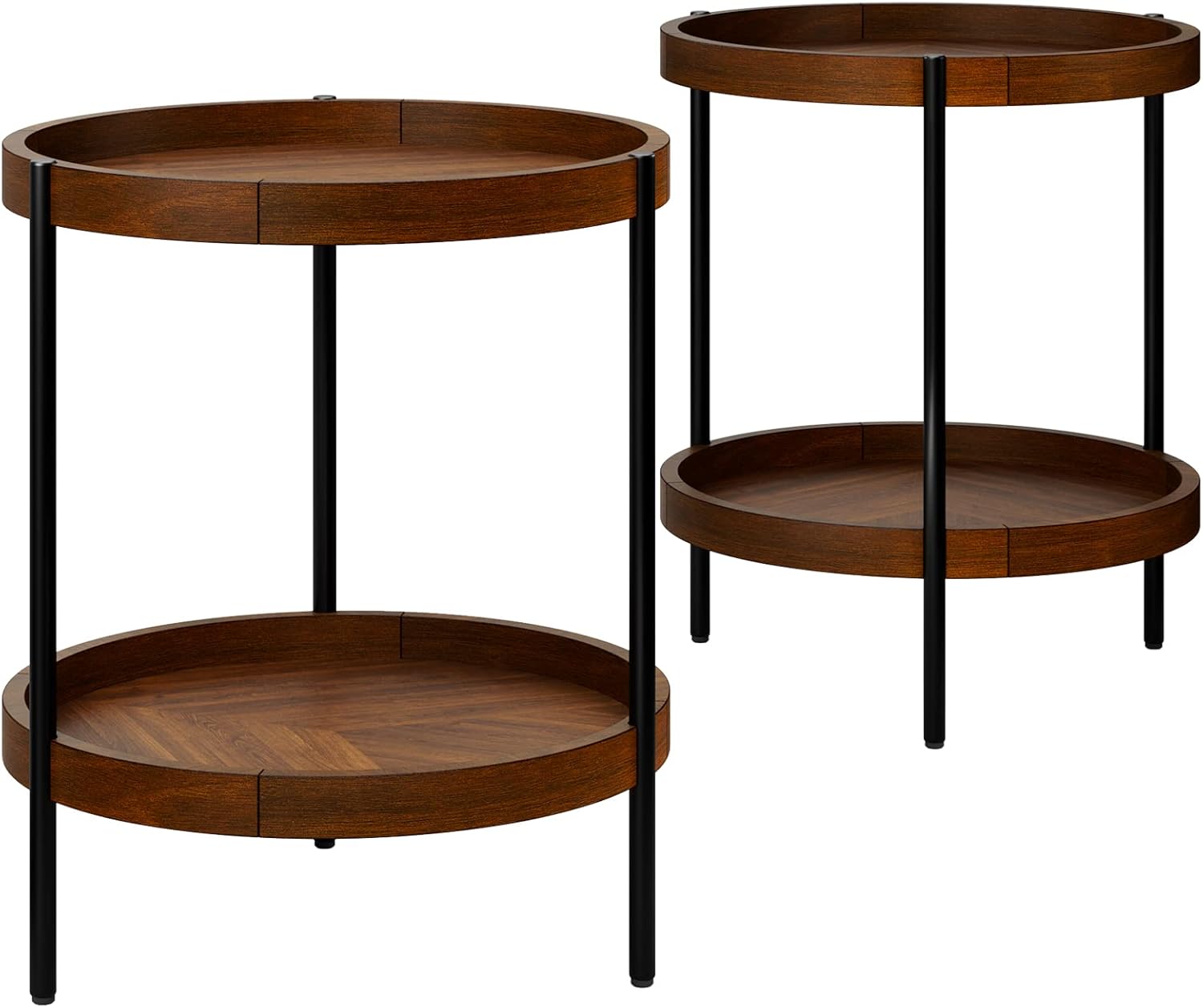 Giantex 2Tier Round Side Table Set of 2, Retro End Table