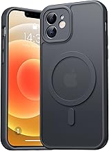 Protective MagSafe Case for iPhone 12/12 Pro, with Camera Protection, Magnetic, Shockproof, Scratch Resistant, Translucent, Matt Back, Black