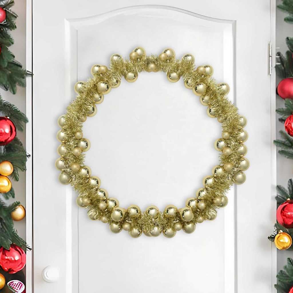 Weihnachtskugelgirlande Gold 186 cm aus Polystyrol für Innen und Außenbereich, leicht, faltbar und langlebig, festliche Dekoration für Wohnzimmer, Tür, Geländer und Advent