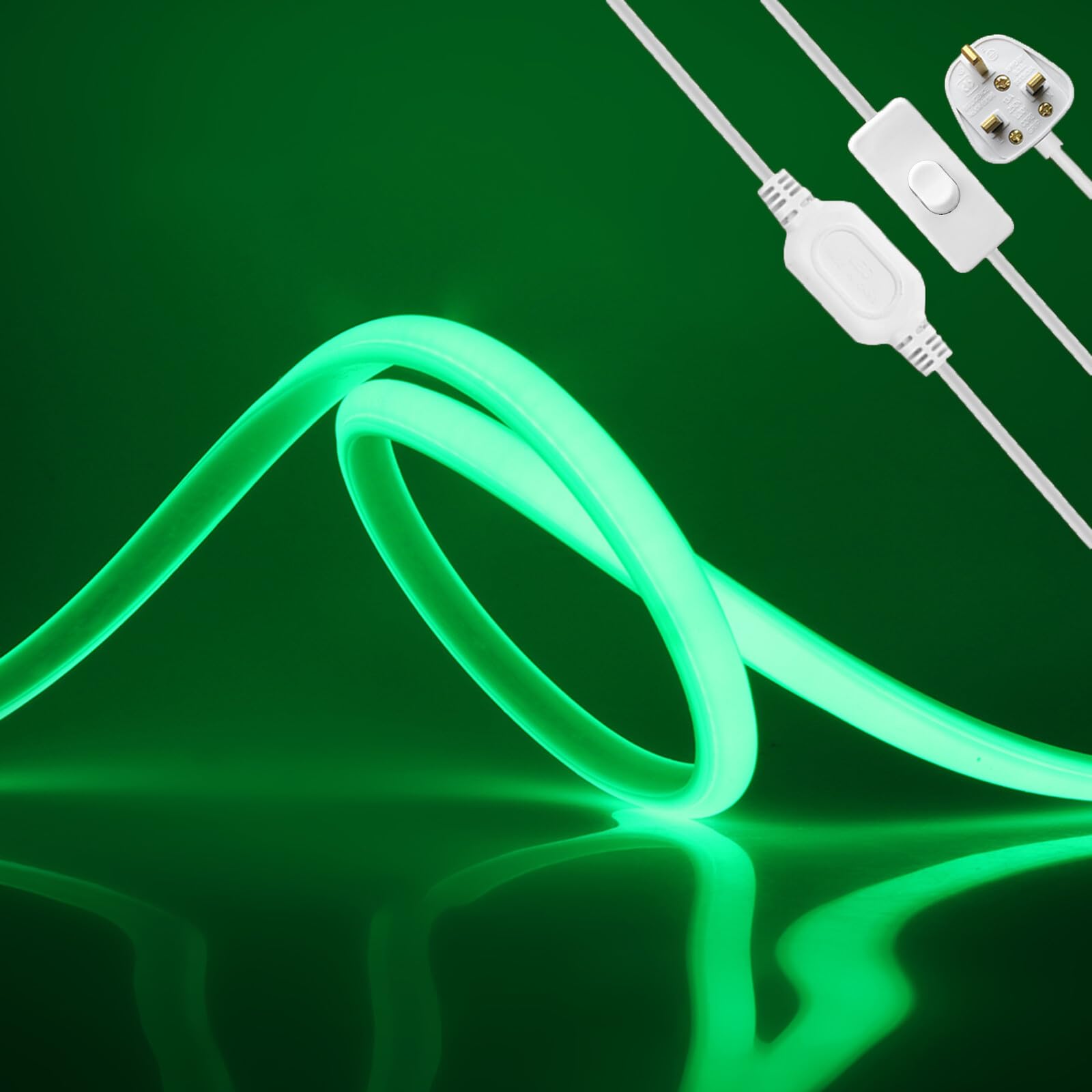 KAFULA 220V COB LED Neon Strip with On/Off Design [23M，Green], IP65 Waterproof Flexible, 288 LEDs/m FCOB LED Strip CRI85+, Cuttable Every 50cm, Home/Store Decorative Lighting — image 1