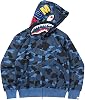 Men's Shark Mouth Fashion Hooded Sweatshirt Zipper Long Sleeve Hip Hop Street Wear Style Hinges Camouflage