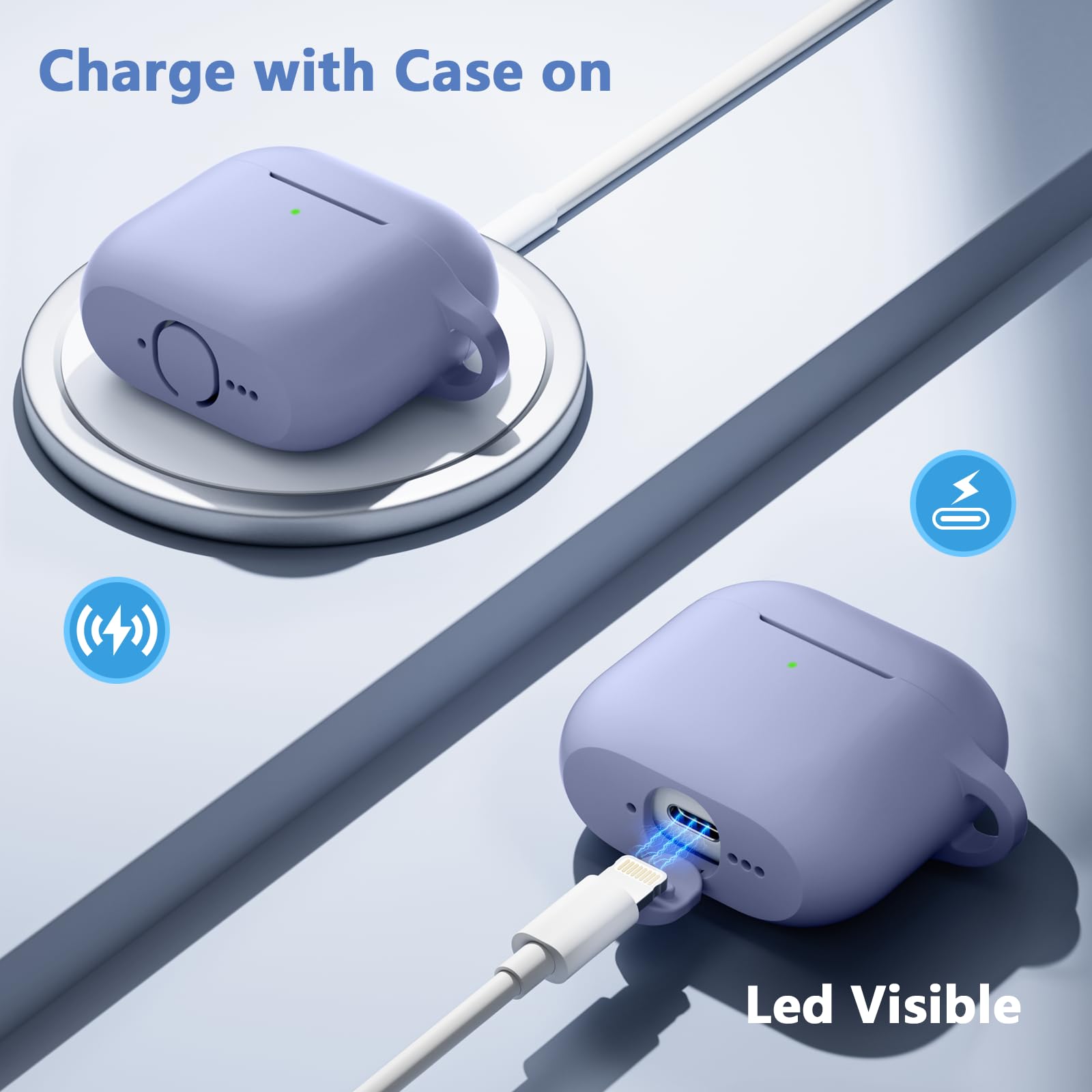 Funda Protectora Completa para Airpods de 4ª generación (2024), Funda Protectora Completa de Silicona Suave para AirPods 4 con Llavero y Kit de Limpieza, Compatible con Apple Airpods 4 para