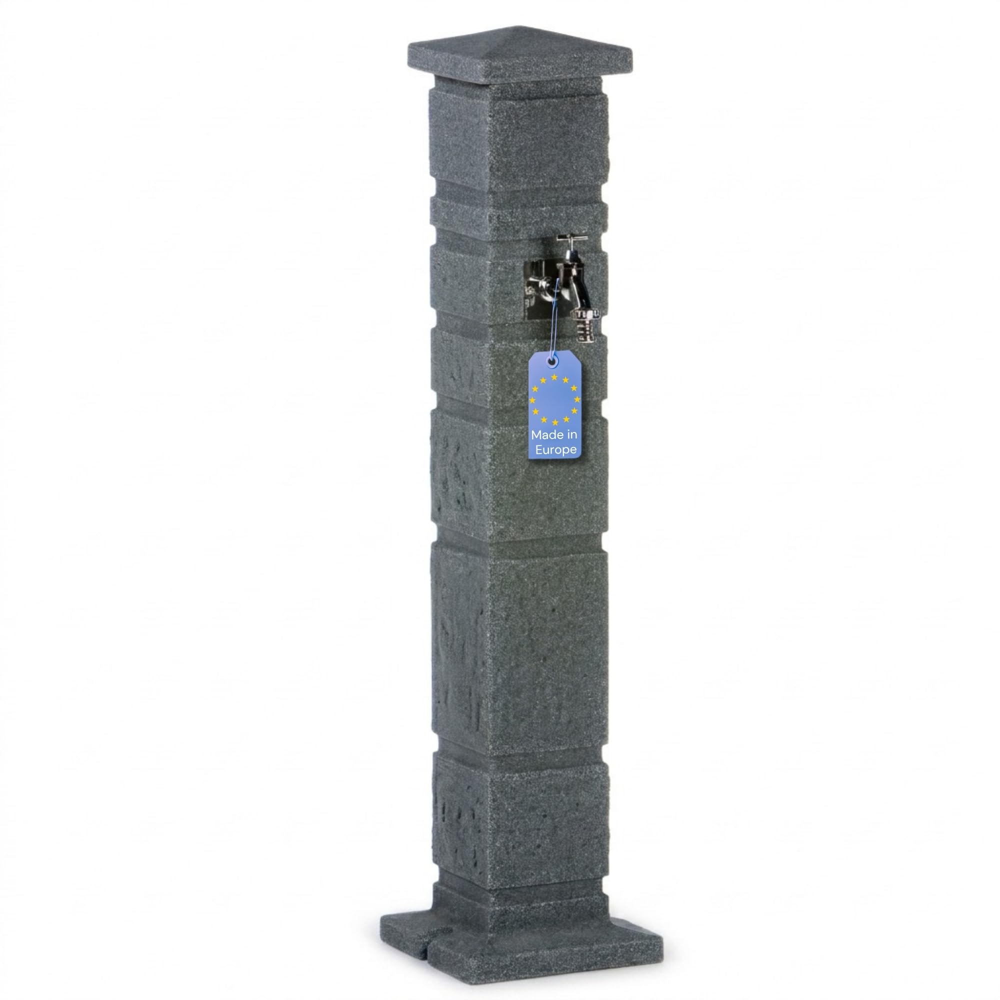 YourCasa Classic Wassersäule Garten Granit-Optik | Römische Wasserzapfsäule mit 3/4 Wasserhahn & Aufbewahrungsbox | 111 cm Standbrunnen Zapfstelle | Witterungsbeständig (Anthrazit)