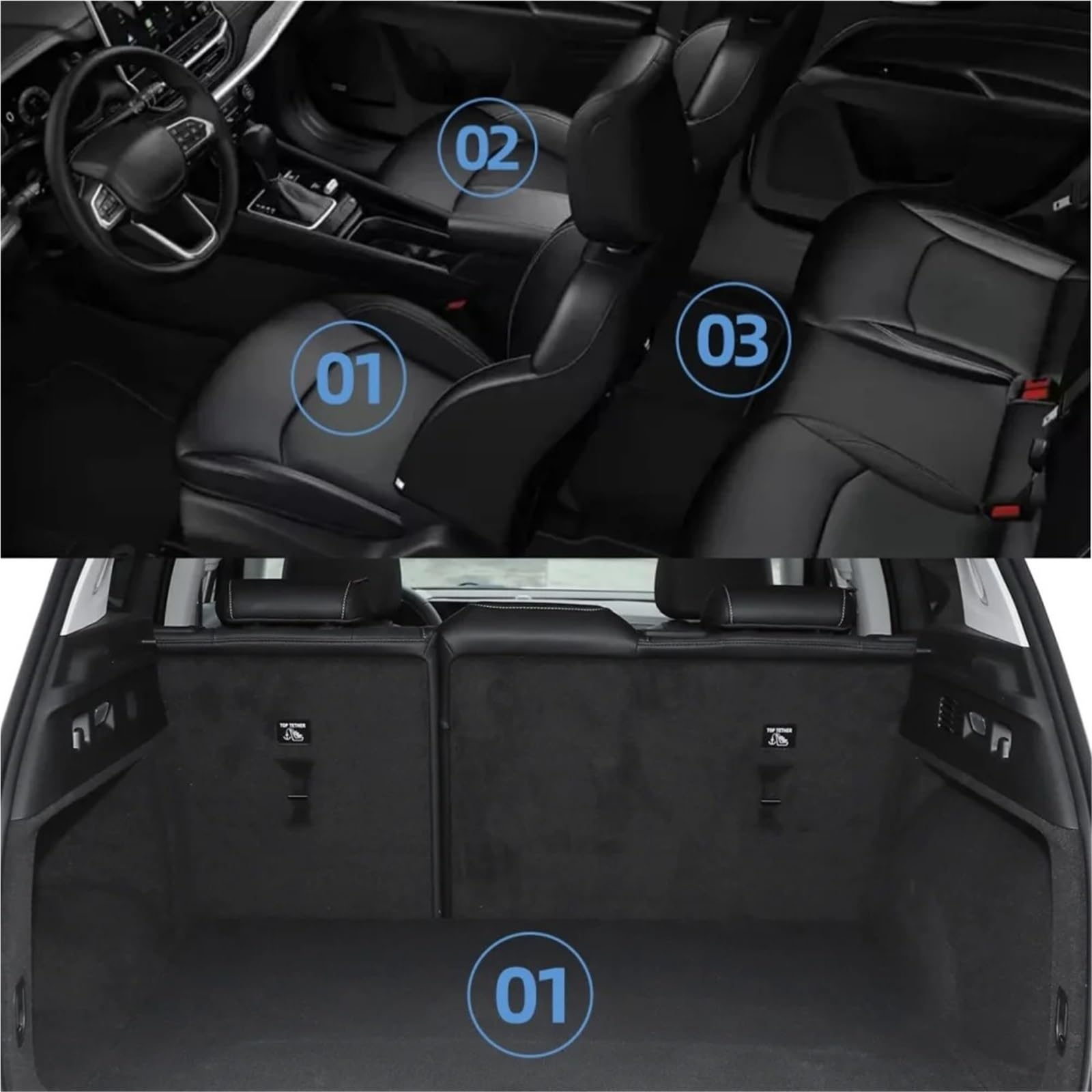 Car Alfombrillas Coche para Toyota para BZ4X 2023 2024 2025 Alfombrillas Coche TPE 3D Revestimiento Carga Almohadilla Respaldo Maletero Impermeables(LHD 3PCS)