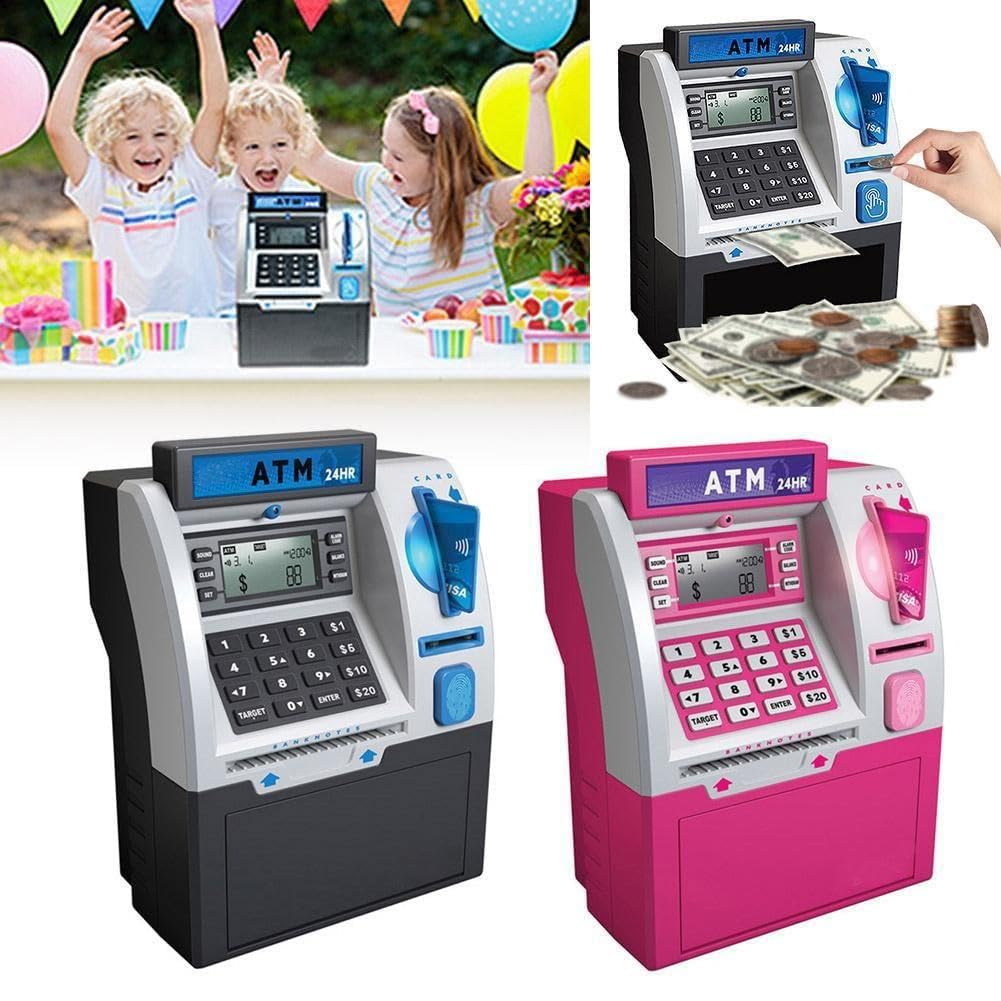 Tenkaybox Tirelire intelligente ATM, tirelire électronique avec mot de passe, carte de débit ATM interactive, numérique avec cochon de banque