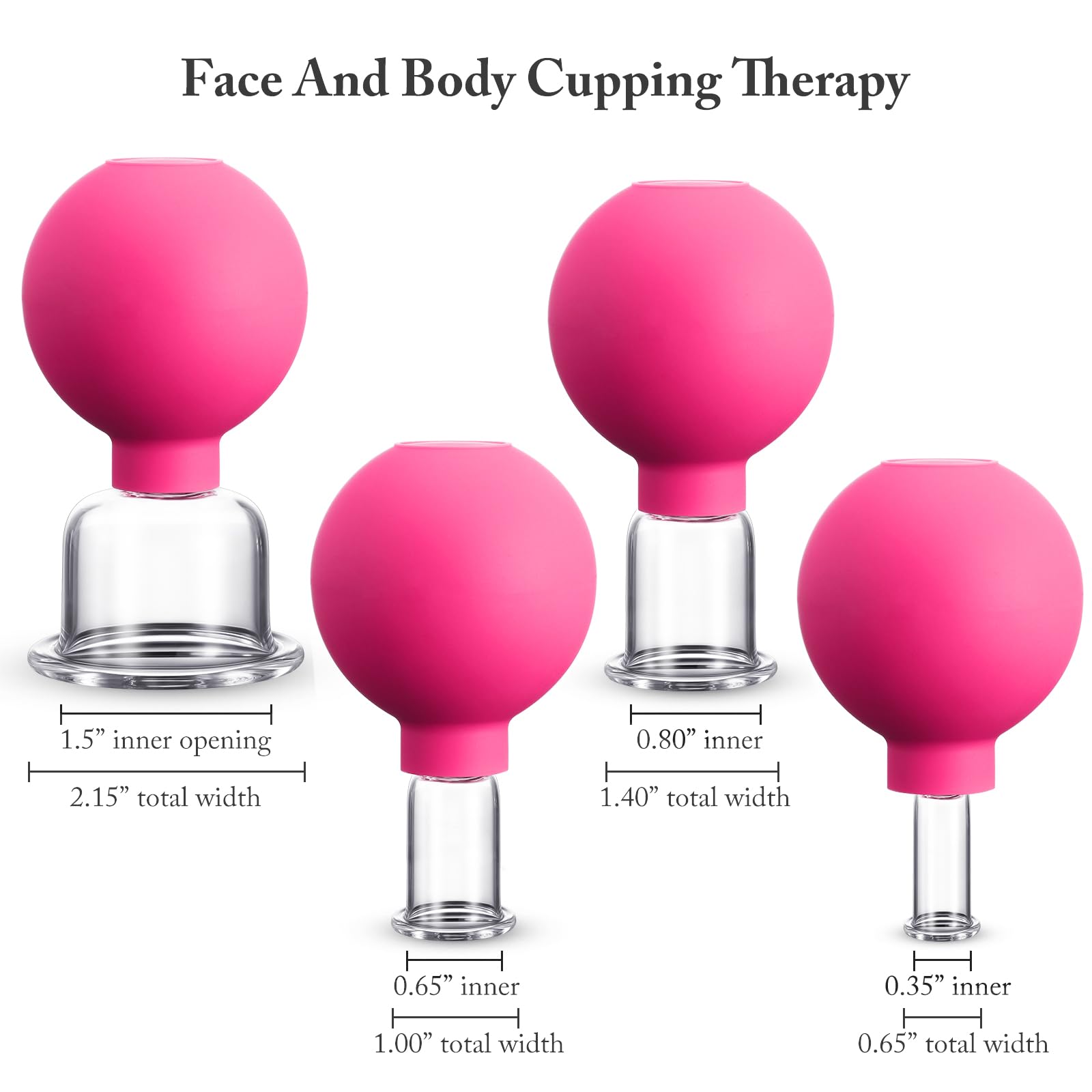 BBTO 4 Pieces Glass Silicone Cupping Set Massage Vacuum Suction Cups for Body Face Leg Arm Back Shoulder Muscle and Joint Pain (Rose) 1