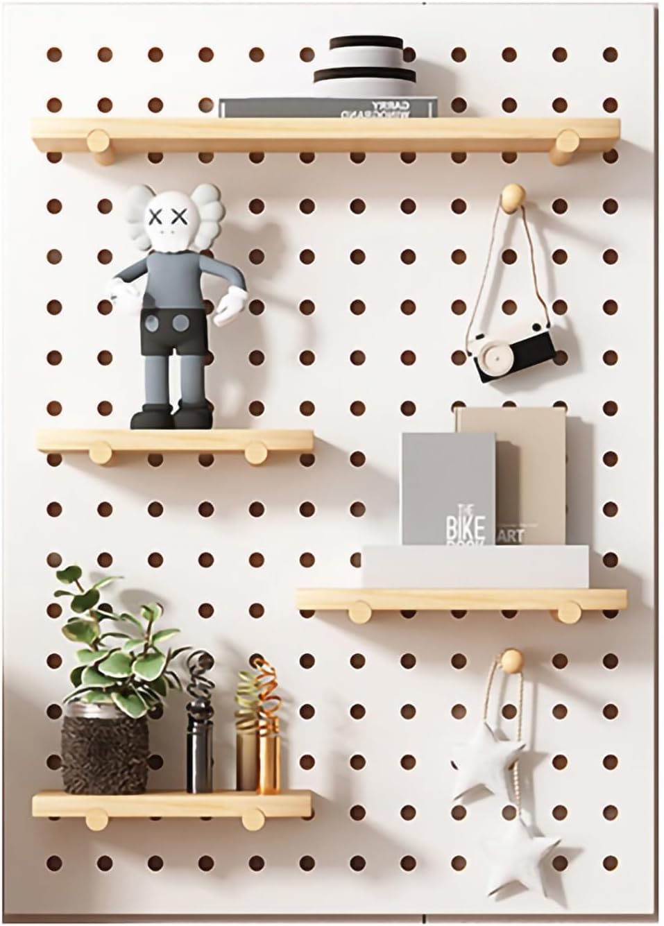 Pegboard Wall Storage Shelf,Wooden Pegboard,Pegboard Wall Mount Display Pegboard Wood Garage Pegboard Wall Organizer Pegboard Panel Kit Installation Accessories for Kitchen Living Room Offic