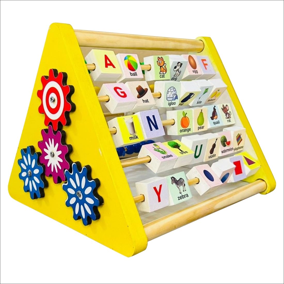Wissen 5 in 1 Activity Triangle Center Cube | Alphabet Blocks Abacus Clock Writing | Counting Beads Assembly Toys for Kids Montessori Learning Toy for 1-5 Year Old Kids (Activity Triangle Game) (B0DH8DFDX6) Amazon Price History, Amazon Price Tracker