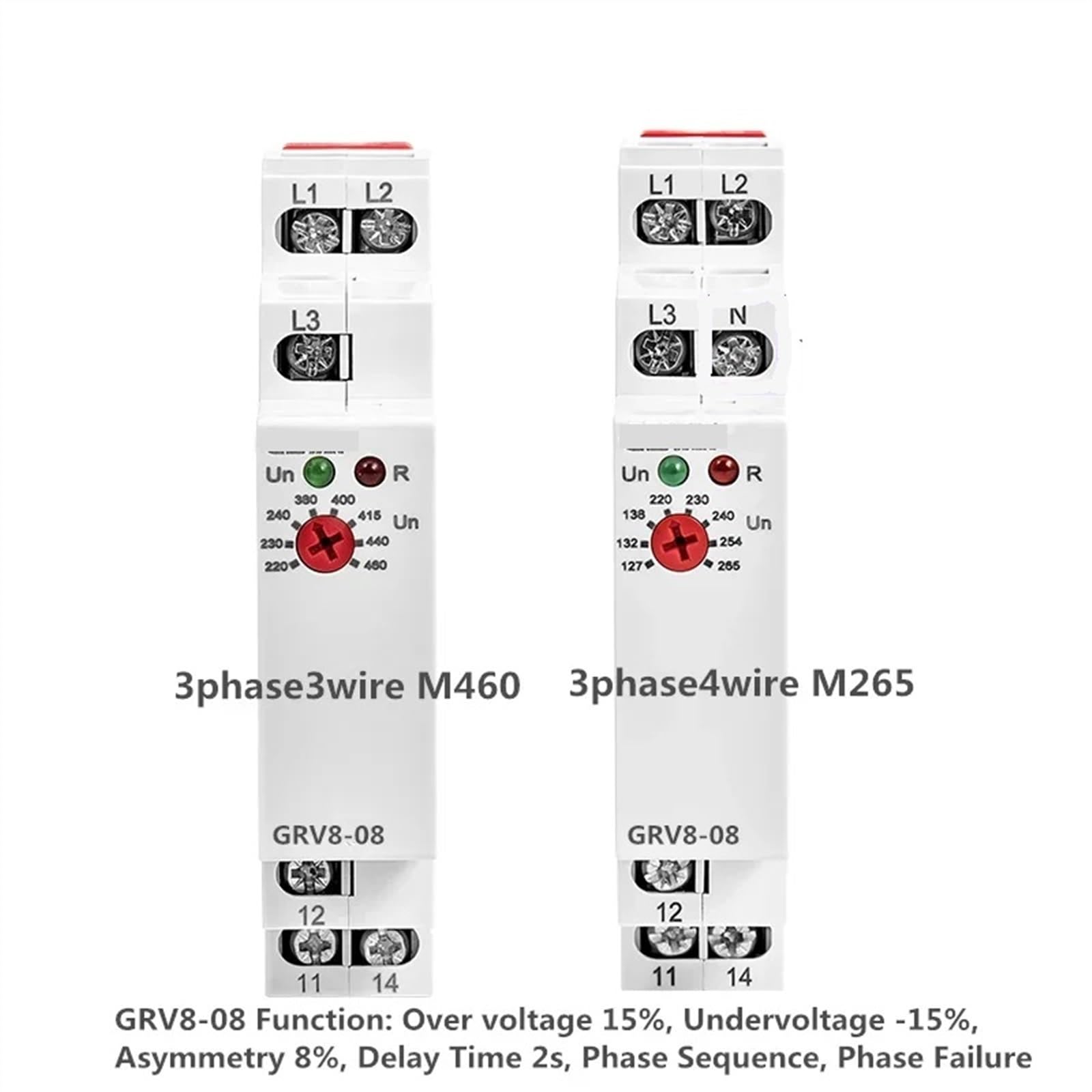Relé de sobretensión y subtensión GRV8-08 Relé de control de asimetría de secuencia de fase y falla de fase 1 pieza(GRV8-08D M460)