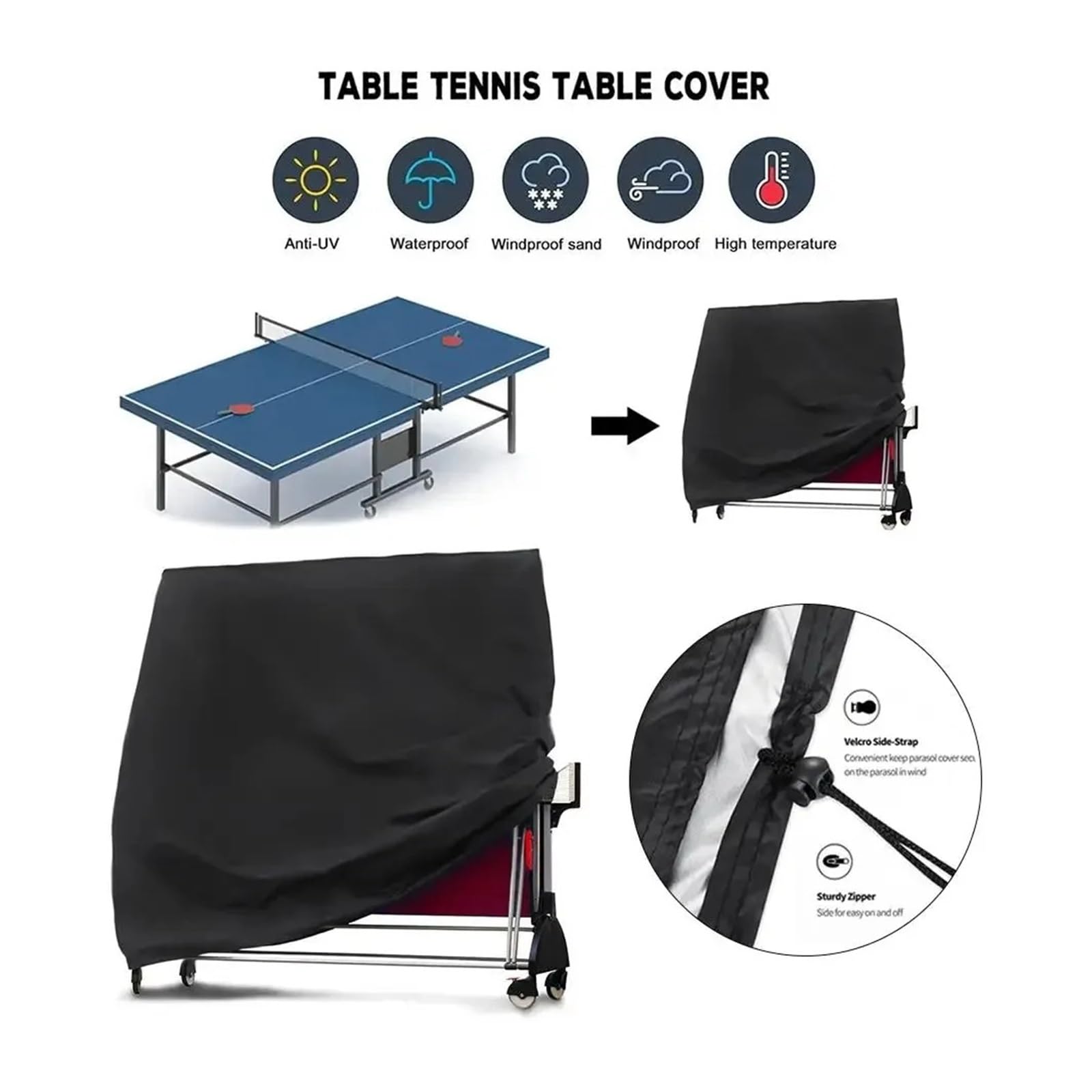 Copertura impermeabile e antipolvere for tavolo da ping pong, for interni ed esterni, resistente, 165x70x185 cm per esterni e interni