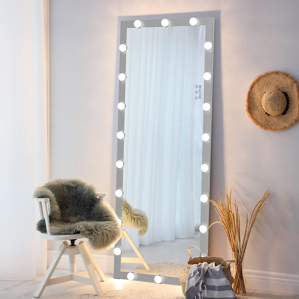 ANYHI Full Length Mirror with Lights, 63 x 23.6 Inch Full Body Mirror with Dimming Lights and 3 Color Modes, Lighted Full Length Mirror for Bedroom, Wall Mount/Lean Against Wall (Silver) 63"L x 23.6"W Silver