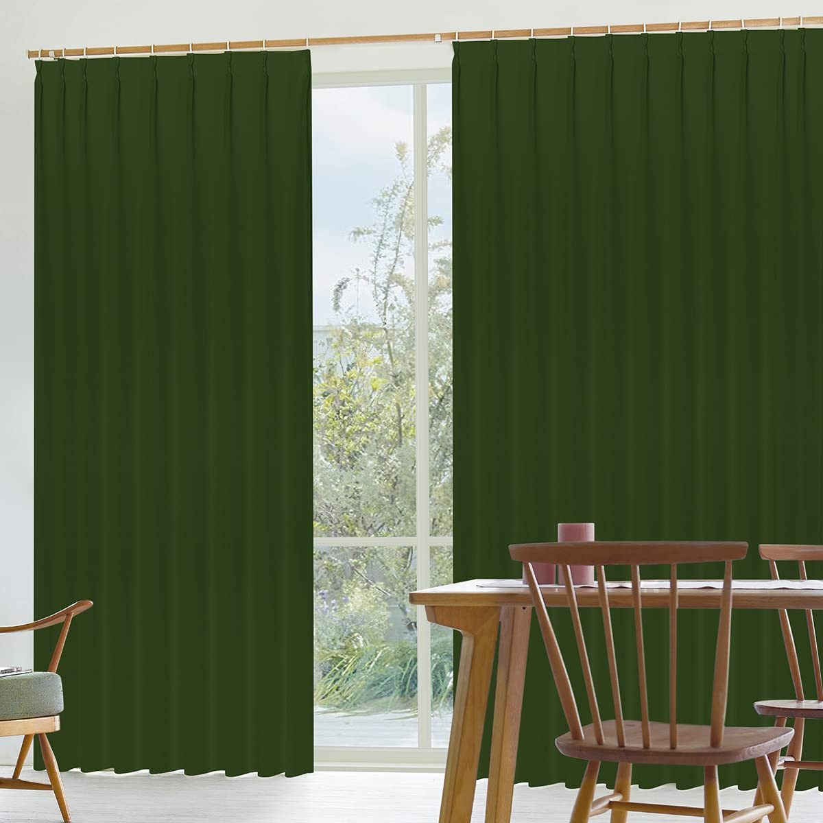 100％ ホーム＆キッチン カーテンくれない 100％リサイクル繊維