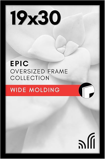 Americanflat 19x30 Picture Frame with Polished Plexiglass - Black Picture Frame - Wide Photo Frames Made of Engineered Wood for Vertical or Horizontal Wall Display - Epic Collection - Black