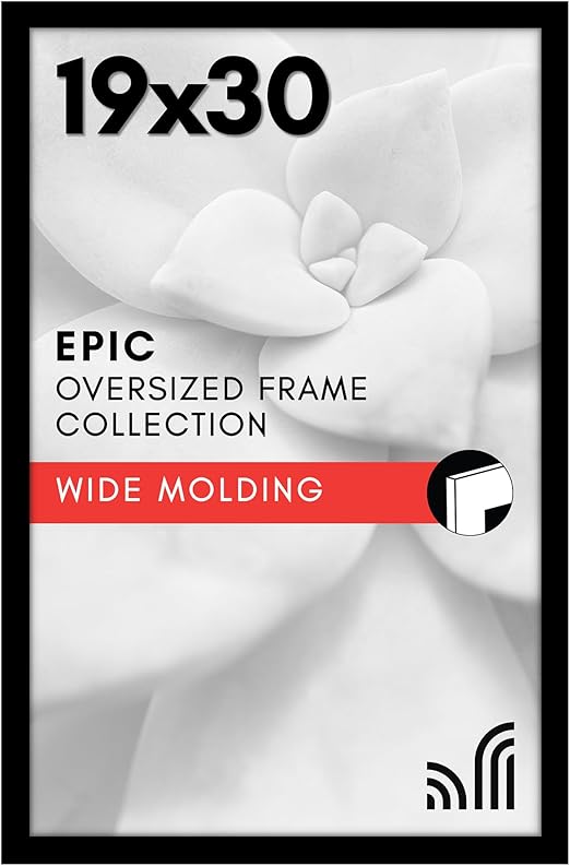 Americanflat 19x30 Picture Frame with Polished Plexiglass - Black Picture Frame - Wide Photo Frames Made of Engineered Wood for Vertical or Horizontal Wall Display - Epic Collection - Black