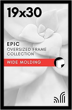 Americanflat 19x30 Picture Frame with Polished Plexiglass - Black Picture Frame - Wide Photo Frames Made of Engineered Wood for Vertical or Horizontal Wall Display - Epic Collection - Black