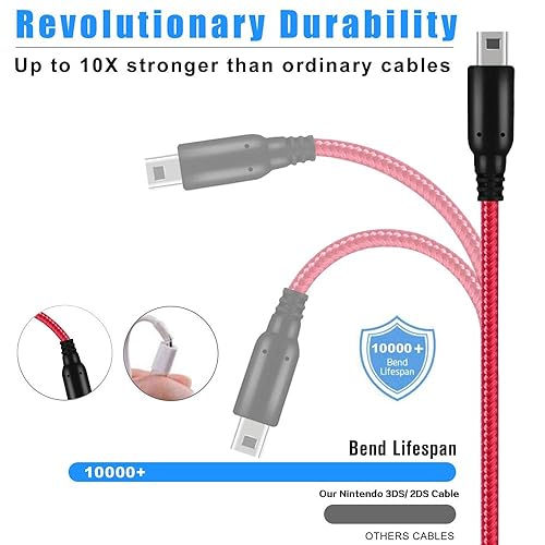 Miniatura 2 de BATSOEASY Paquete de 2 cables de carga USB 3DS2DS de 5 pies, cable de carga trenzado de nailon compatible con Nintendo 3DS2DSDSi