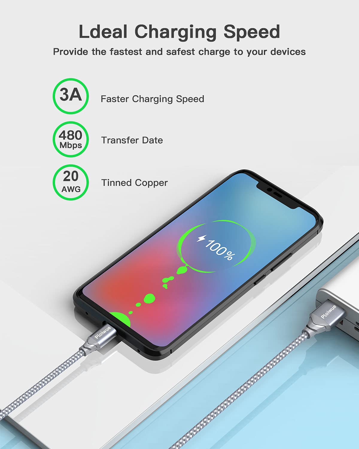 Bardzo długi kabel USB C, 5 m, kontroler PS5, kabel do ładowania, pleciony kabel USB typu C, kompatybilny z modelami Samsung Galaxy S20/S10/S9, Huawei, PS5, Xbox Series X/S, kontrolerem Switch Pro
