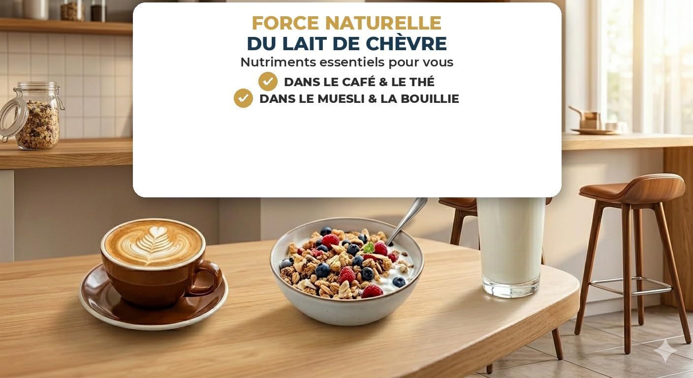 Golden Goat Lait de Chèvre en Poudre 3x 400 g — Poudre de lait entier de chèvre de Nouvelle-Zélande — Lait de chèvre en poudre pour café, cuisine & substitut de lait — Aussi pour chien & chat