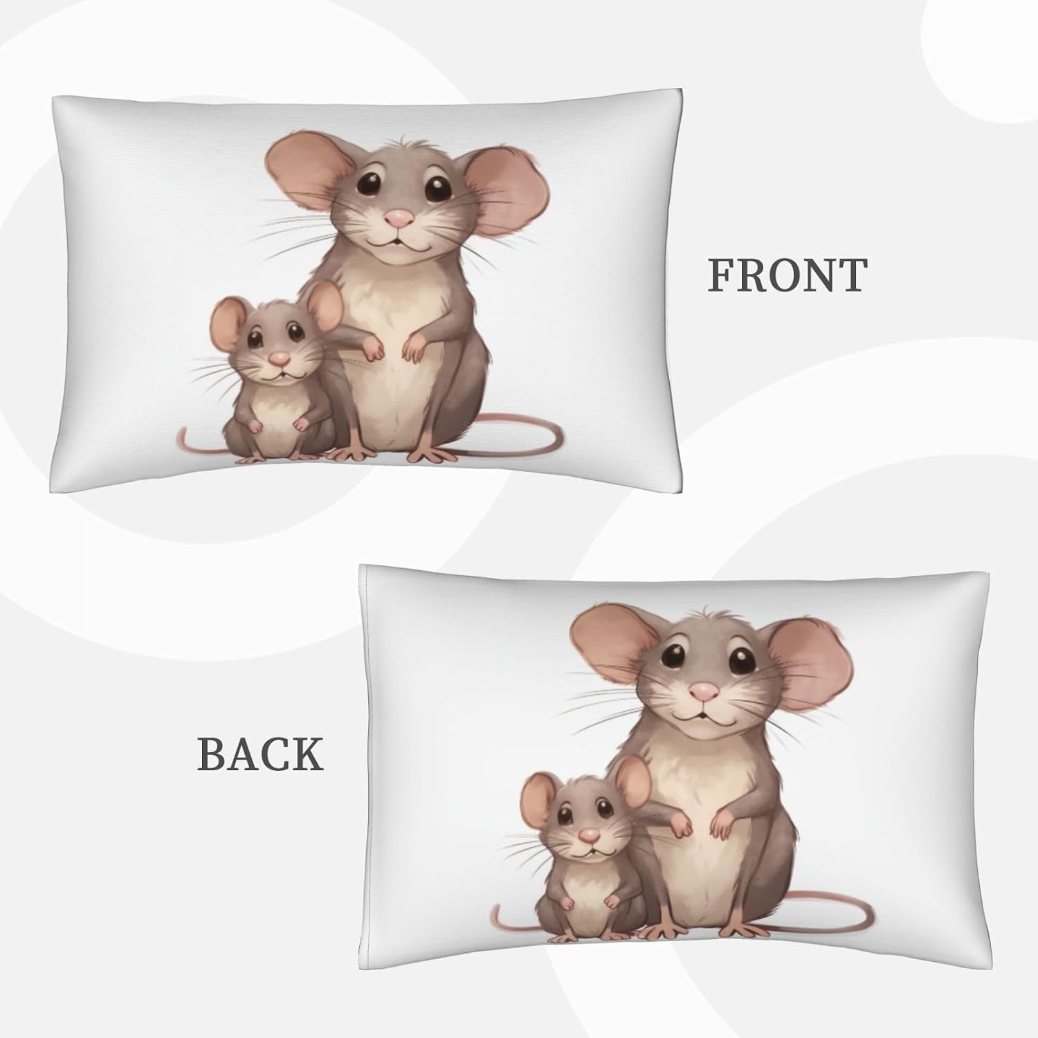2 Pack Queen Size Pillow Cases with Envelop Closure, Soft Breathable Pillowcase for Hair and Skin, 20"x30" Pillow Covers for Sleeping Gift Bed Pillow Case Mother and Child Rats Pillowcases