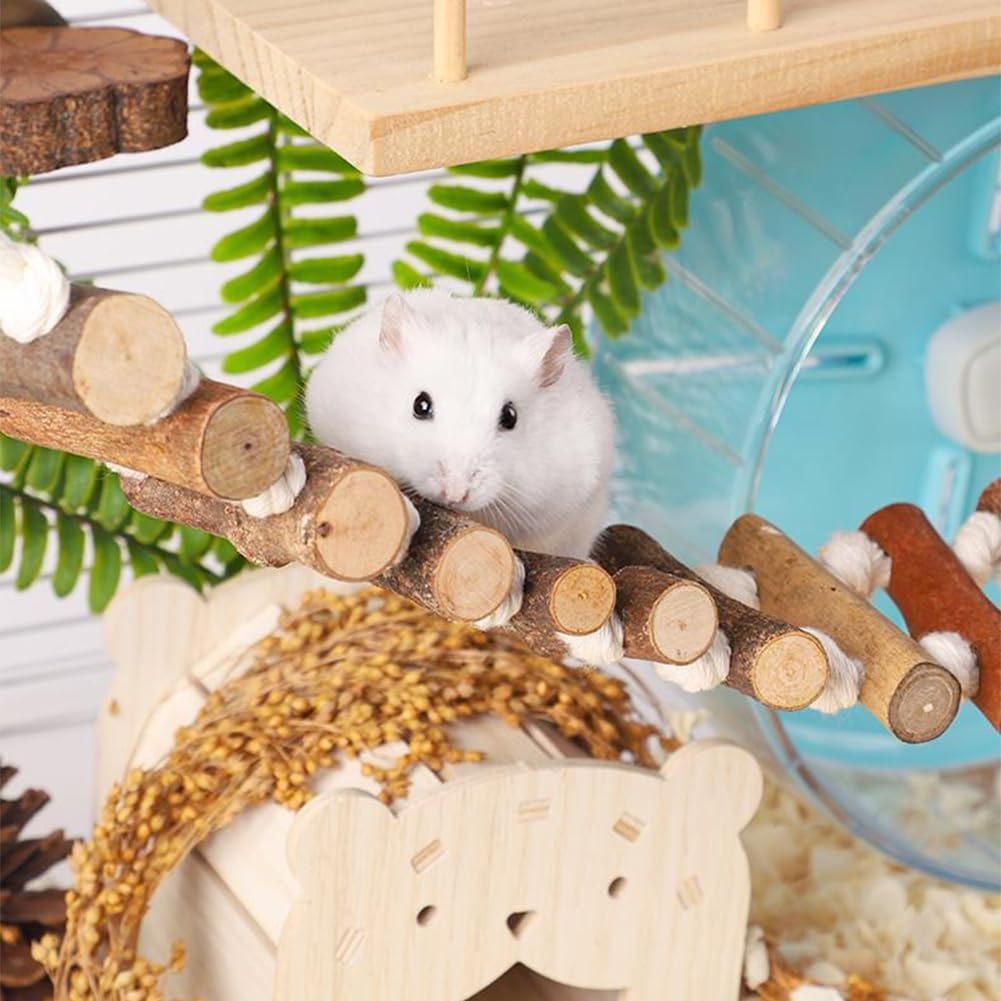 Joyzan Rope Ladder Bird Toy, Wood Stairs Climbing Activity Attachment Natural Wooden Step Swing Hanging Chewing Pet Bridge Cage Birdcage Lovebirds Rodent Parakeet Parrot Cockatiel Gecko Hermit Crab - image 3