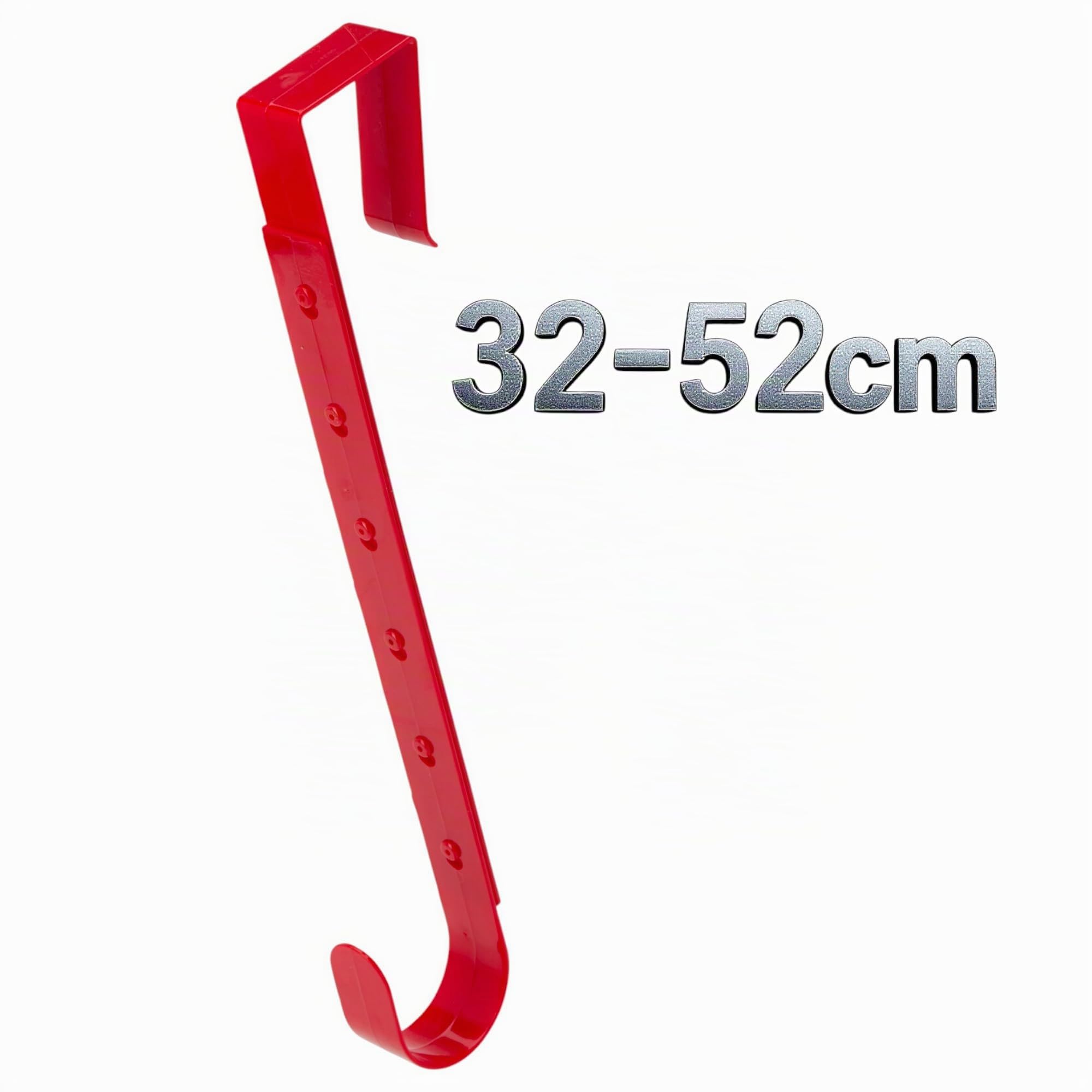 MIJOMA Gancio per ghirlande, in plastica, resistente alle intemperie, regolabile, 32-52 cm, gancio per porta, finestra e gancio decorativo (set da 2 pezzi, rosso e verde)