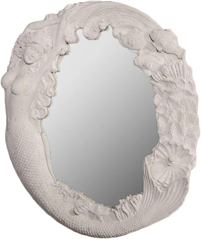 Mermaid Wall Mirror Reef and Fish Oblong Frame (Roman Stone)