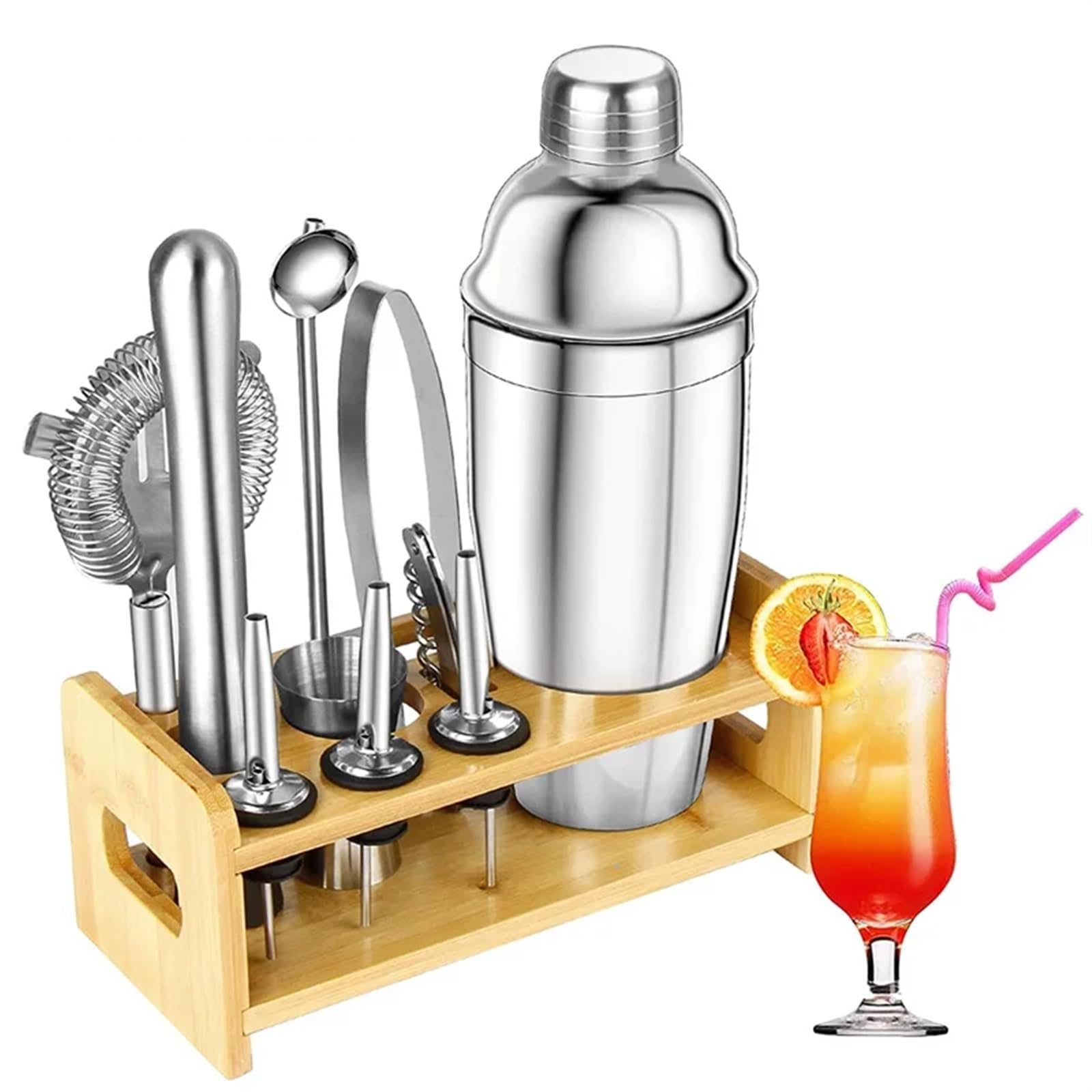 Coctelera Coctéles 1 Juego de coctelera, Equipo de coctelería, Vino, Martini, Mezclador de Bebidas, Herramientas de Bar, Kit de Barman for Bar en casa(11PCS,750ml)
