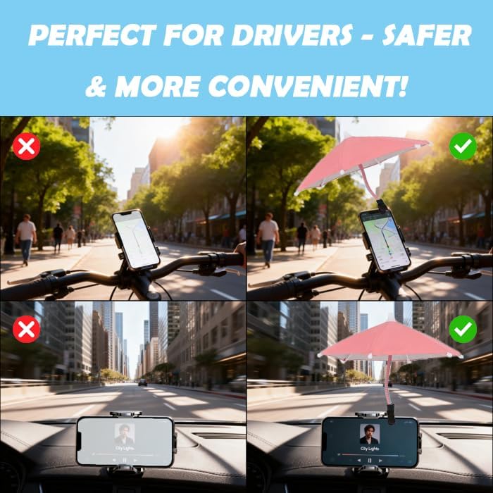 Cell Phone Umbrella - Flexible Angle Design,Universal Cell Phone Sunshade,Sun and Glare Protection,Beach Pool Outdoor Phone Umbrella,Outdoor Activity,Suitable for All Smartphones （Pink） image 4