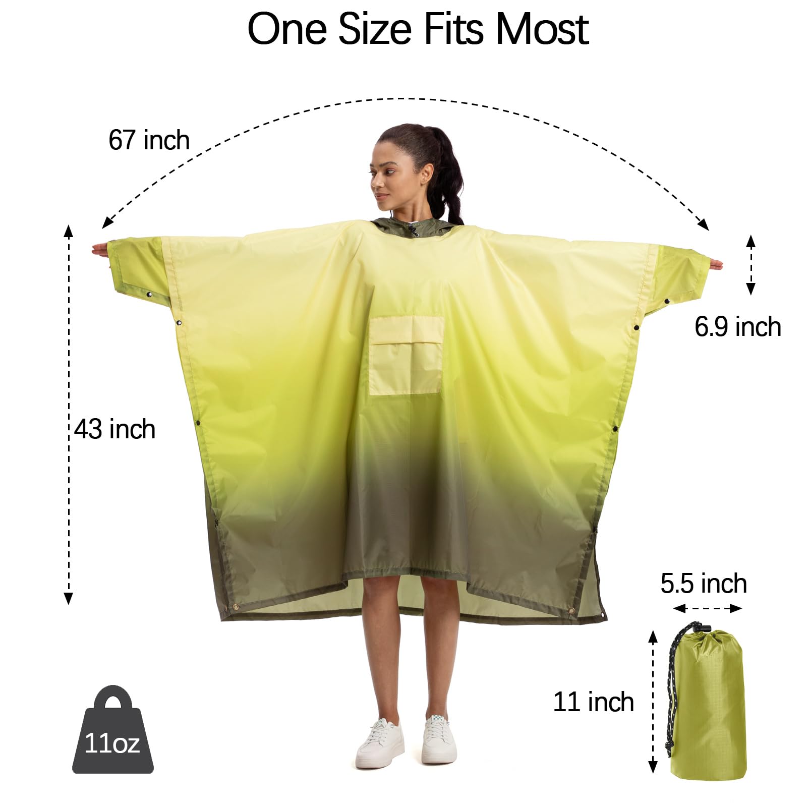 NUUR Veste de Pluie Poncho pour Femme Imperméable Léger Réutilisable Randonnée Manteau de Pluie Veste avec Capuche