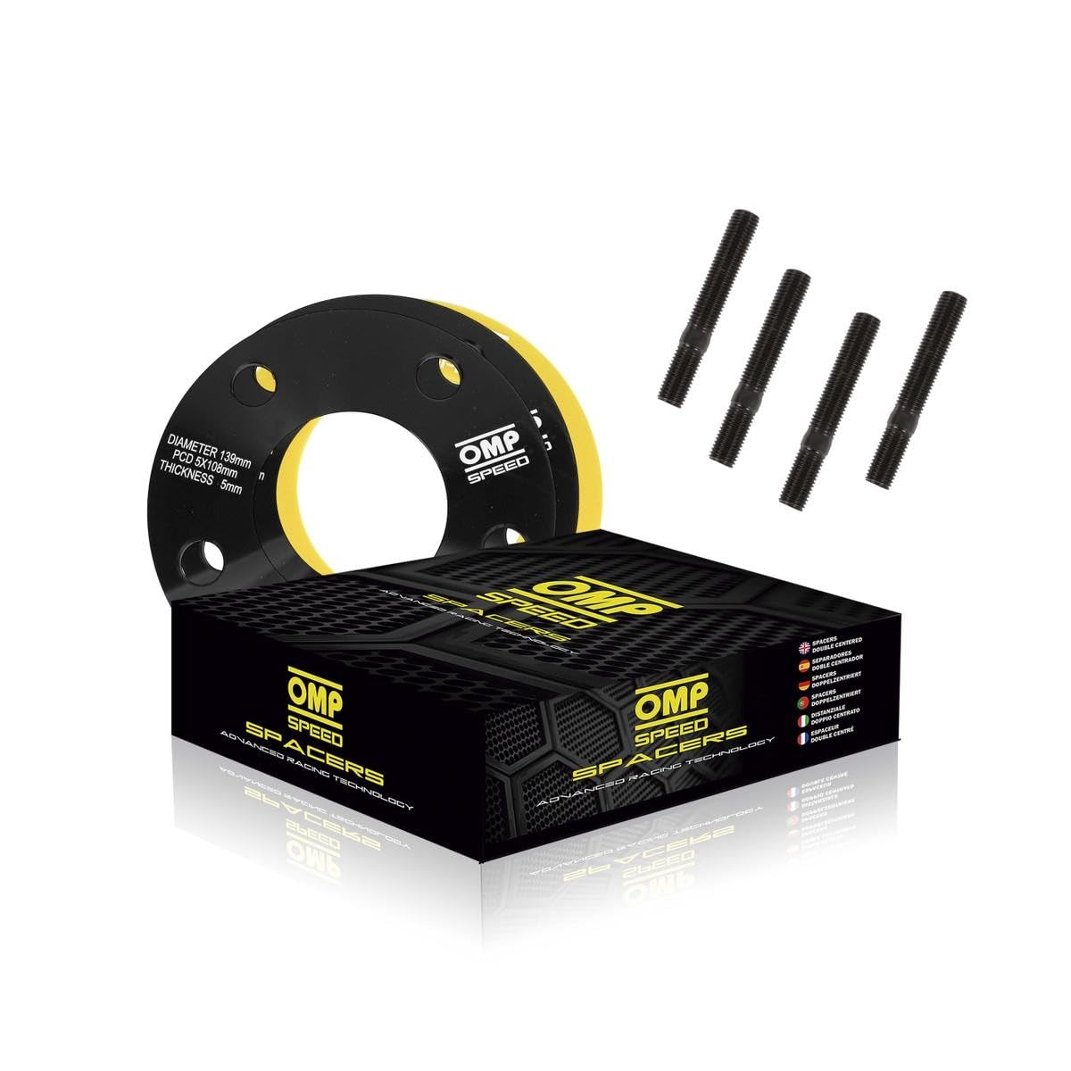 OMP Speed Juego de 2 Separadores Doble Centrado Grosor: 15mm PCD: 5x112 CB: 66.5 OD: 139 Tornillo x20 M14x1.5 Conico + 14x1.5 Esferico Negro Aluminio - OMPS08671501 — view 11