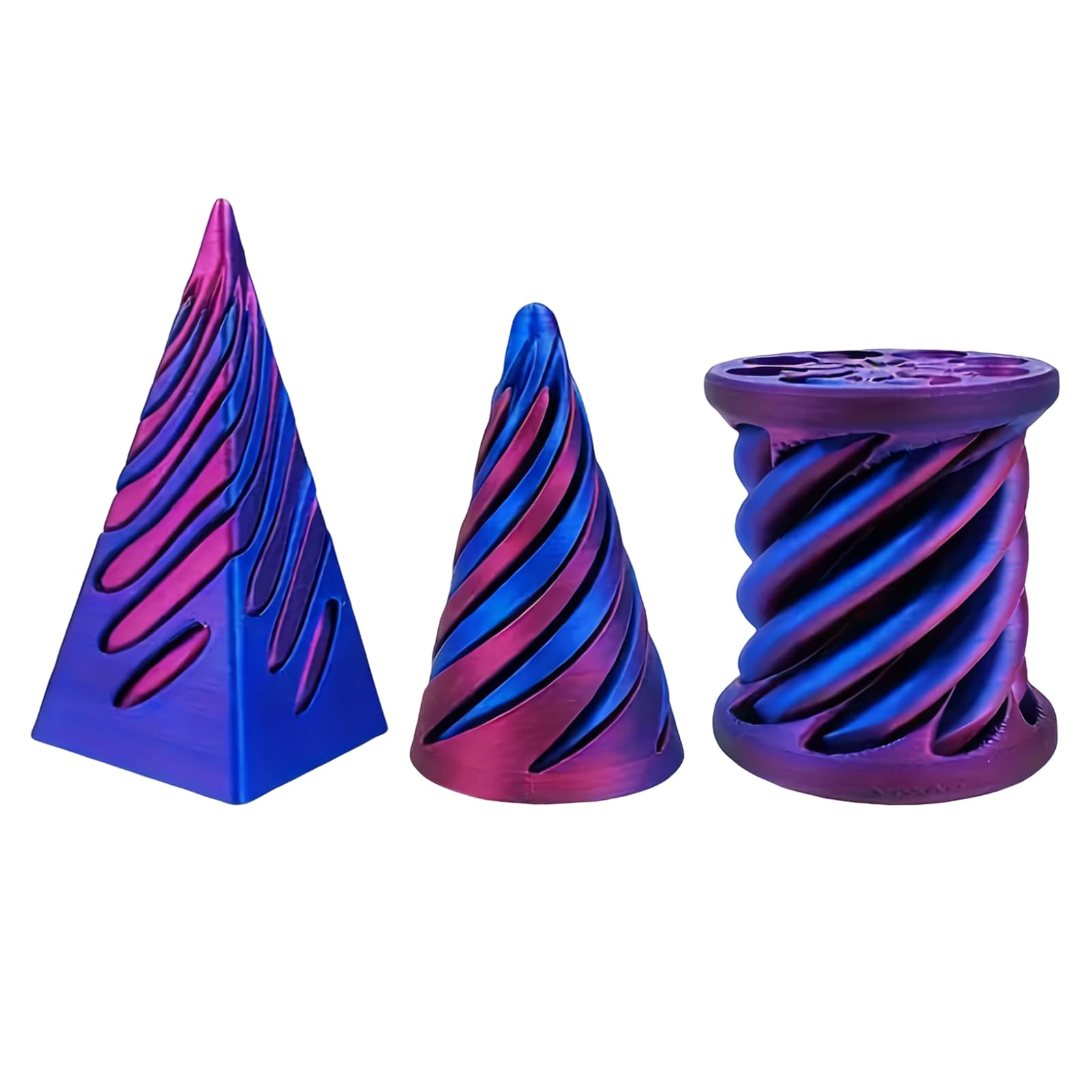 3Pcs 3D Printed Spiral Cone Fidget Toys Mini Sensory Stress Relief Desk Toy Impossible Pyramid Passthrough Sculpture Decor Toys for Concentration Spiral Cone Toy for Office Home Travel Party Gift (F)