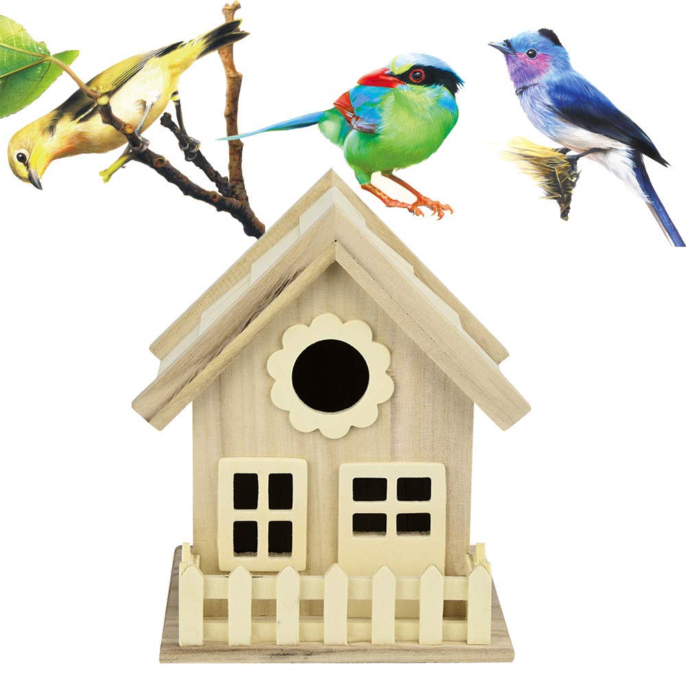 Buy m·kvfa Wooden Birdhouse, Wild Bird Classic Nesting Box Creative