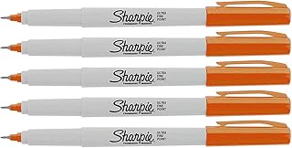 Sharpie Permanent Markers, Ultra Fine Point, 5-Count (Orange)