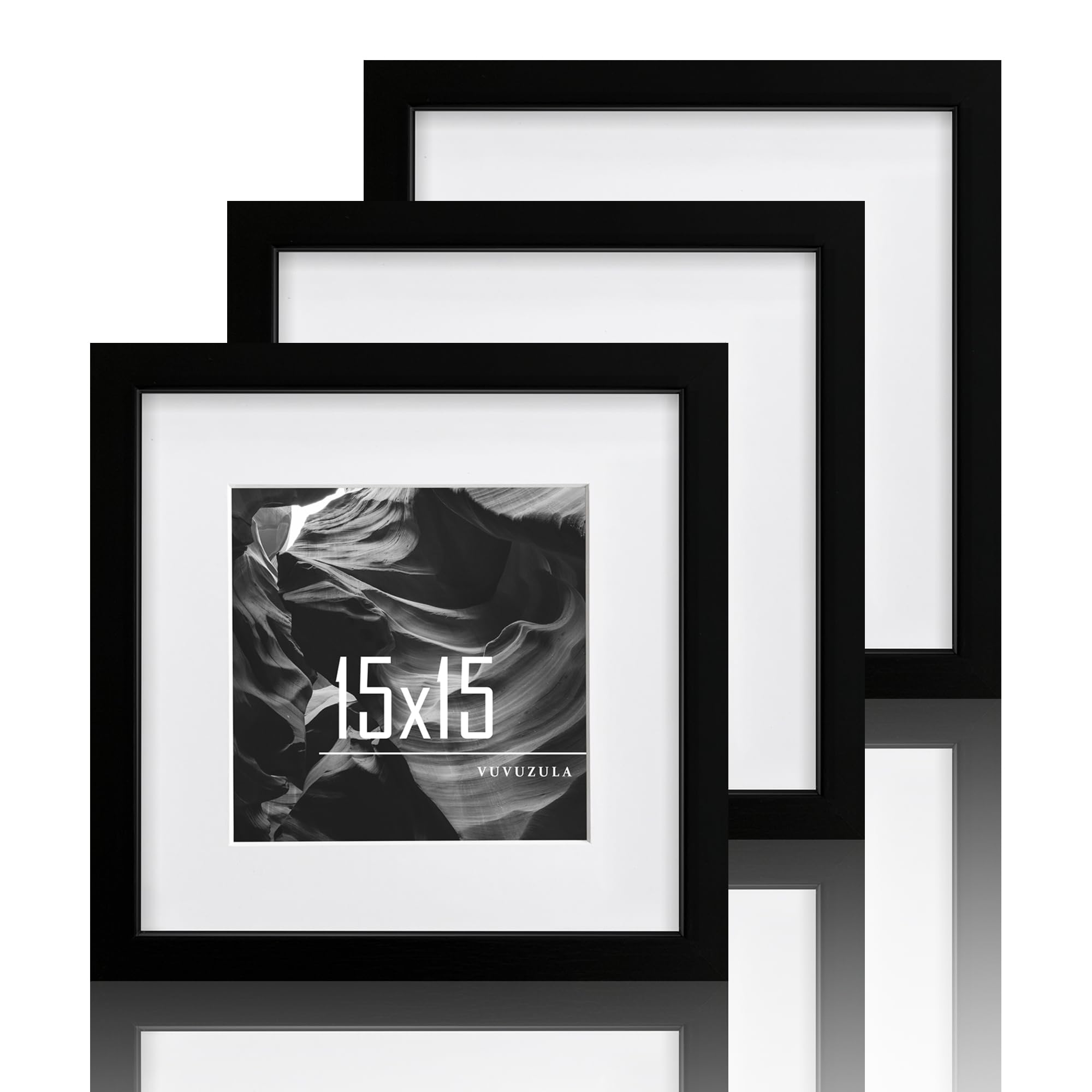 VUVUZULA Bilderrahmen 20x30cm Schwarz Holz 3er Set Holzrahmen Fotorahmen MDF Rahmen