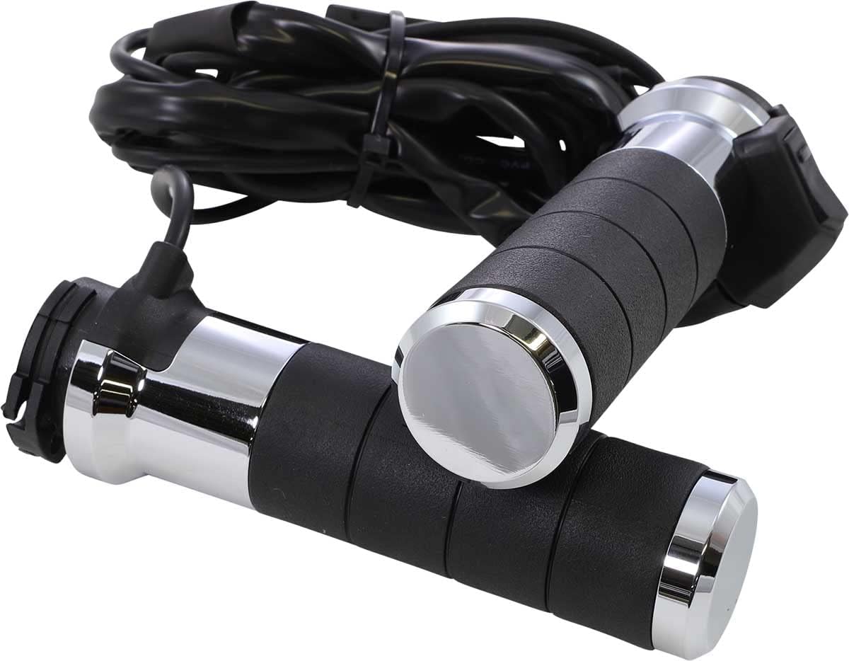 Koso North America AX068M10 Cable Throttle Titan-X Heated Grips - Chrome