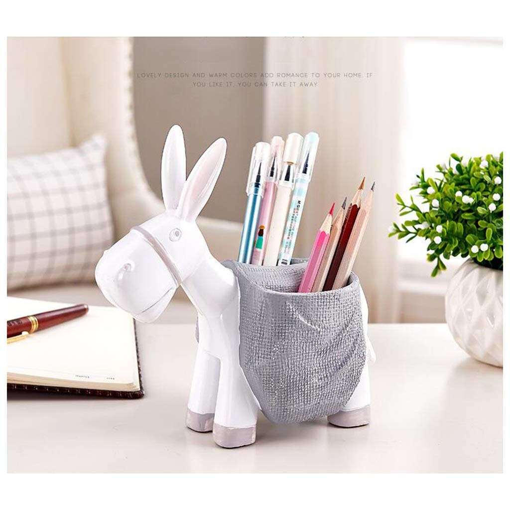 Carino Portapenne Desky Desktop Desktop Desktop Desk Organizer Resina Scatola di immagazzinaggio Penna Contenitore Scuola Scuola per Ufficio Articoli Cancelleria (Color : White)