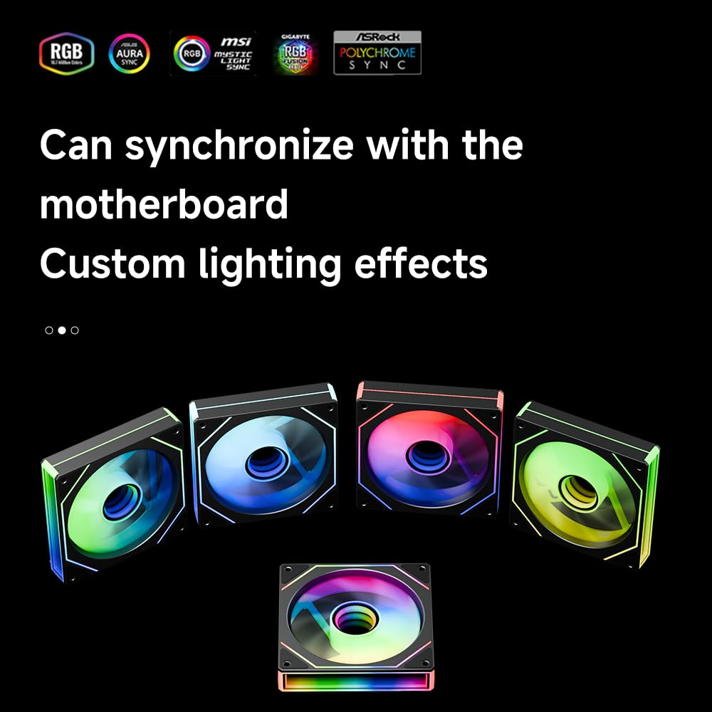 TZMRIT Prism 4MAX 120 mm Infinite Mirror ARGB PC Fan with PWM Control and ARGB Effect (BK×5, Forward)