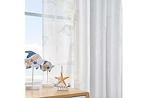 Coastal Curtains for Living Room - Jinchan White Sheer Curtains 84" Nautical...