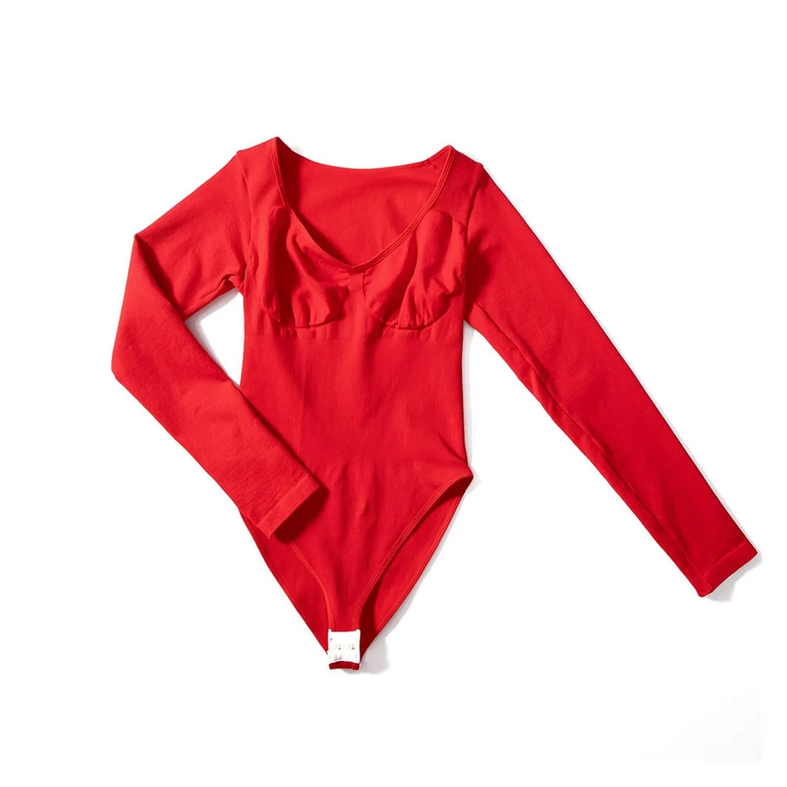 Body de Invierno de Manga Larga con Cuello en V para Mujer, Mono Moldeador, Body Ajustado (Negro M)