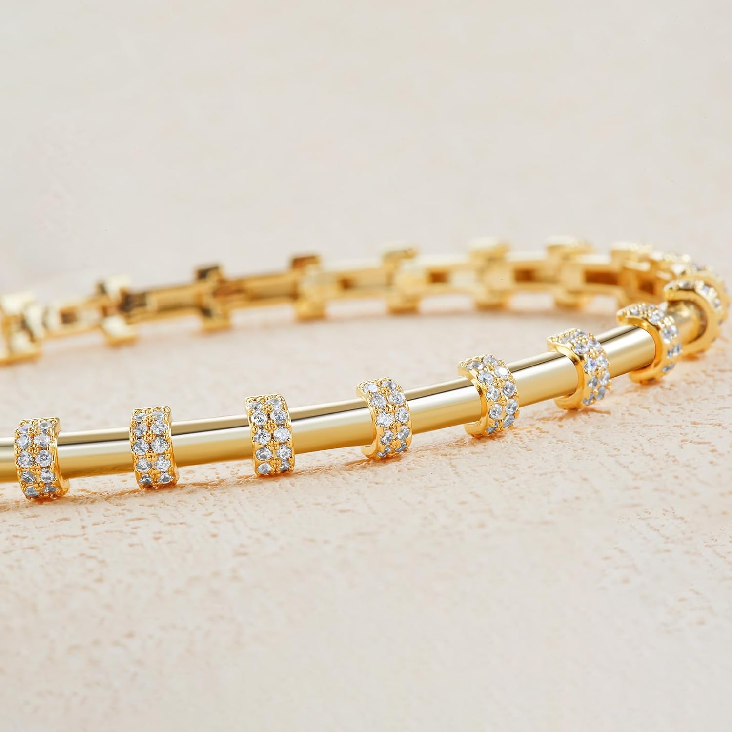 Gold Bracelet for Women Trendy, 14K Gold Plated Dainty Link Chain Bracelet, Length 6.5inch - Image 2