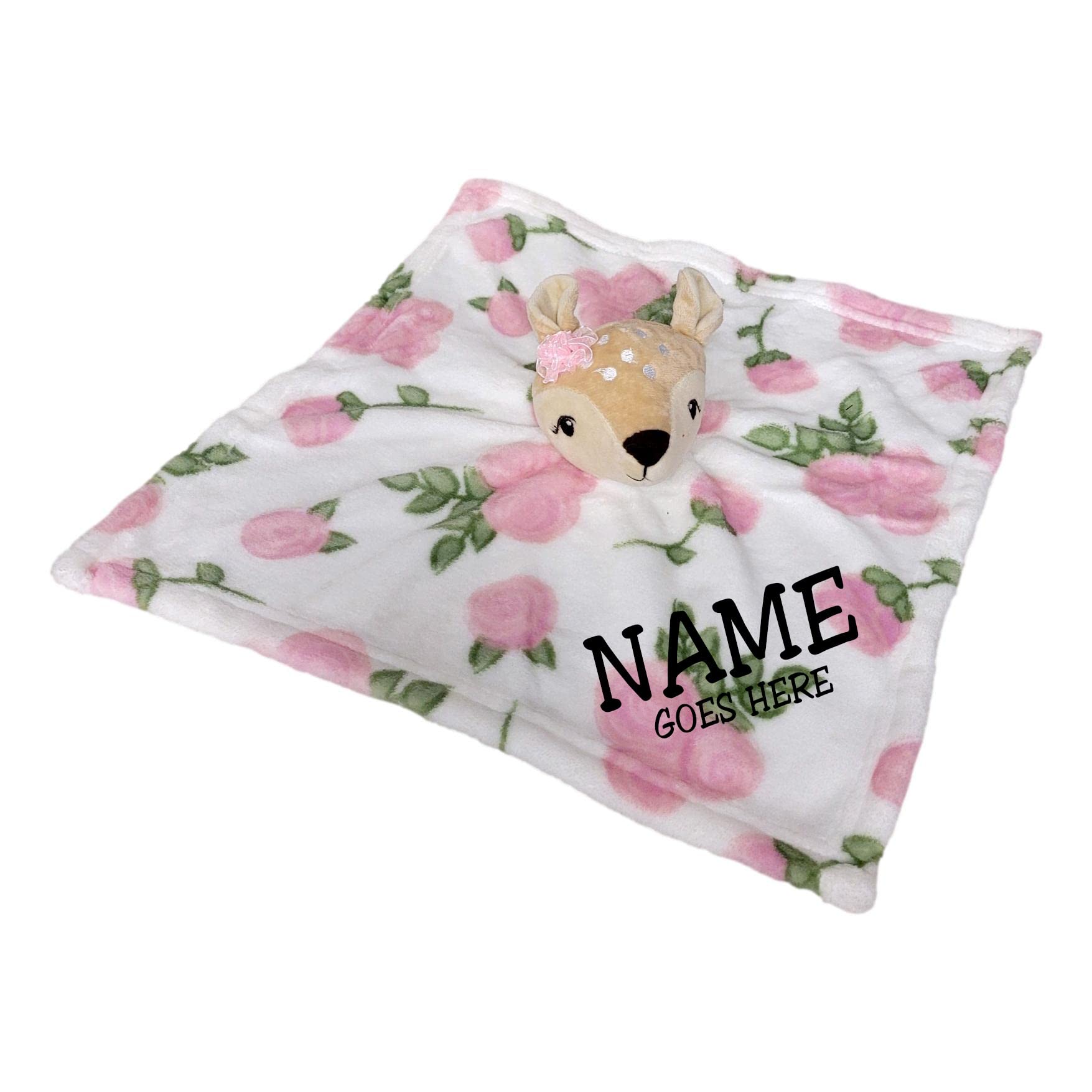 SONA G DESIGNS Personalized Baby Lovey with Name Plush Security Blanket - Infants Babies Toddlers Newborns (Deer Fawn with Embroidered Name)