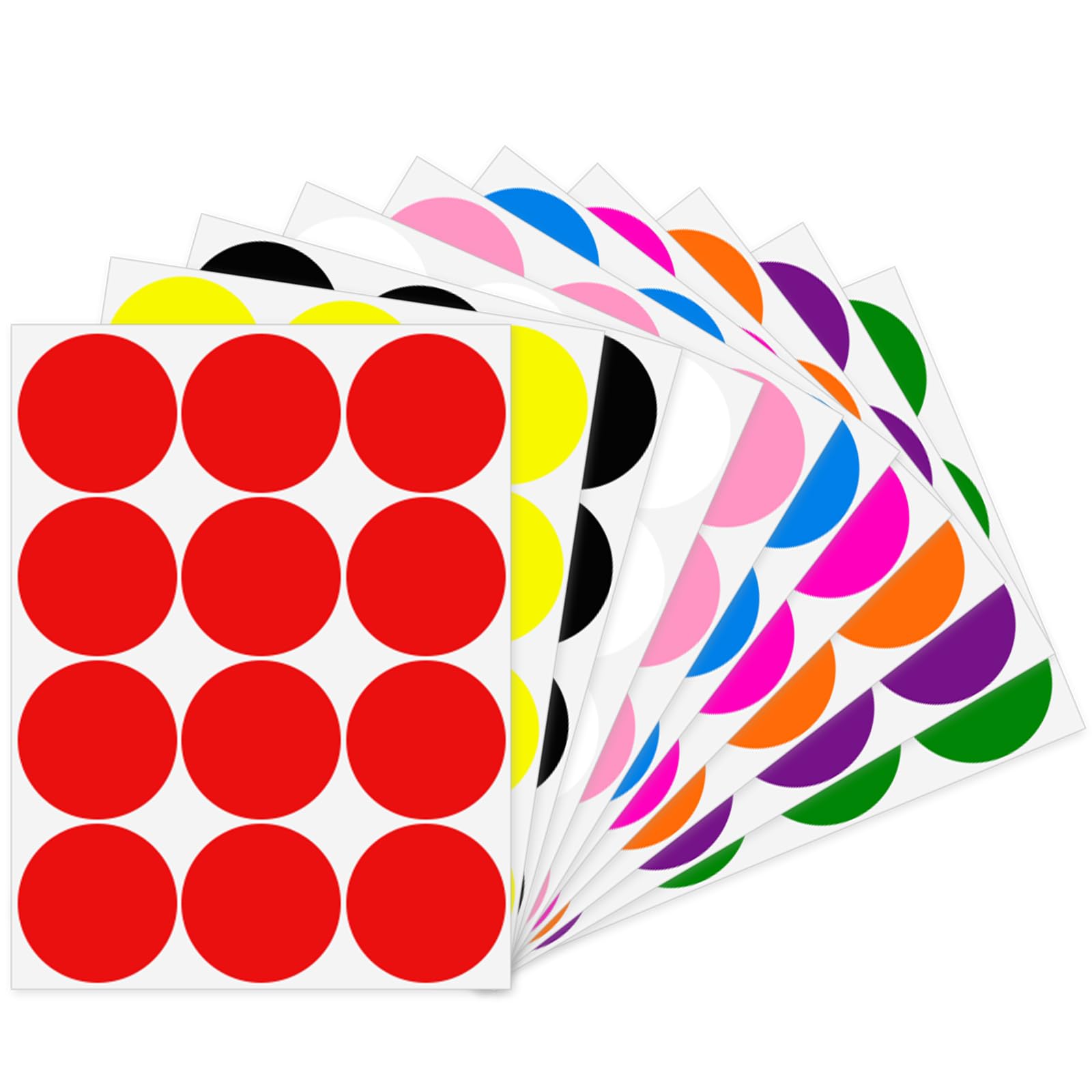 Ouzoustate 2 Inch Removable Stickers Large Colored Dot Stickers Big Waterproof Round Circle Labels Easy Peel Off for Boxes ，240 PCS (Multicolored, 2