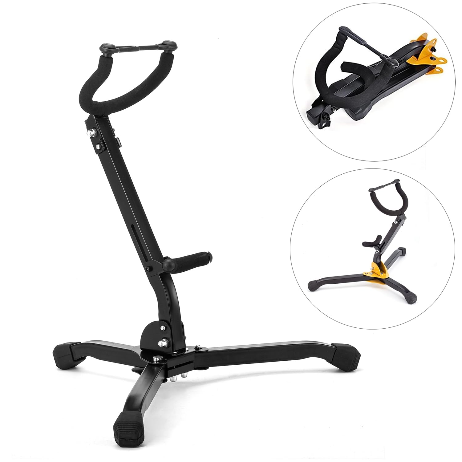 RuiJOTWAT Alto/Tenor Saxophone Tripod Stand Sax Foldable Triangle Rest Stand Black - Image 3