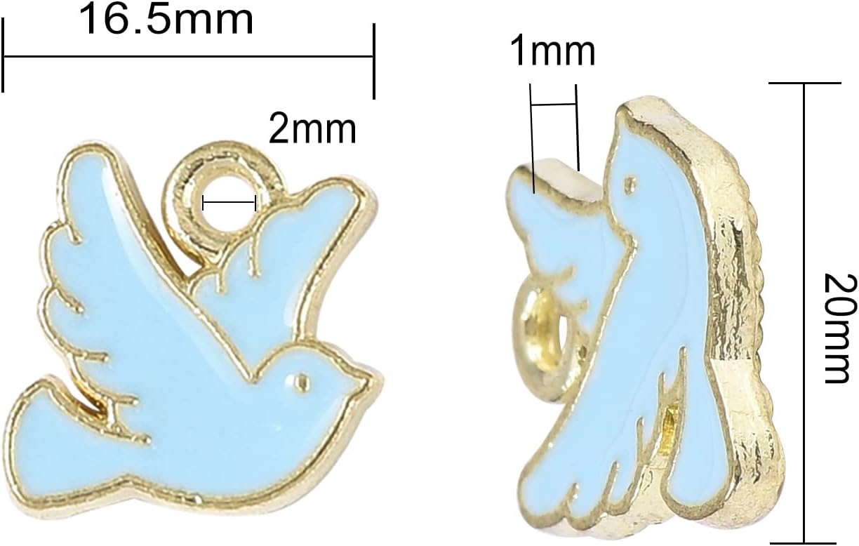 KitBeads 80pcs Enamel Pigeon Charms Mixed Colors Bird of Peace Mini Dove Charms for Jewelry Making Bracelets Bulk Craft Necklace - Image 2