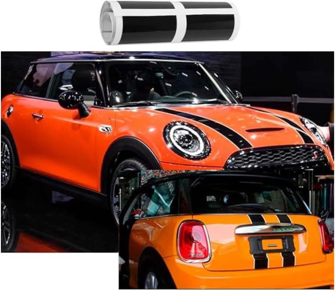 for Mini Cooper Bonnet and Boot Decal Double Stripes Sticker Countryman Clubman Black with White Line