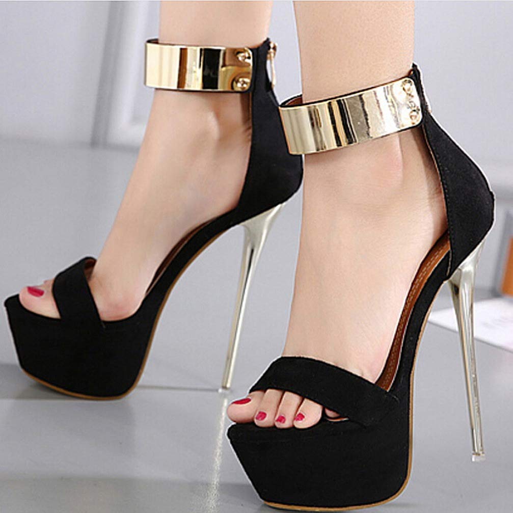 Holibanna Sandali Tacco Sottile 6.5Us Scarpe Estive Donna Sexy Con Cinturino Alla Caviglia Tacchi Alti 12 Cm Eleganti E Impermeabili Per Festa E Spiaggia